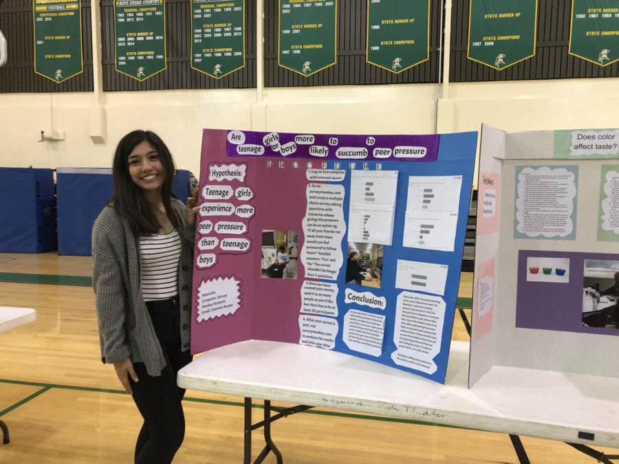 Anevay Ambrosiani with her peer pressure project.