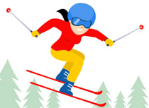 woman doing freestyle skiing winter clipart