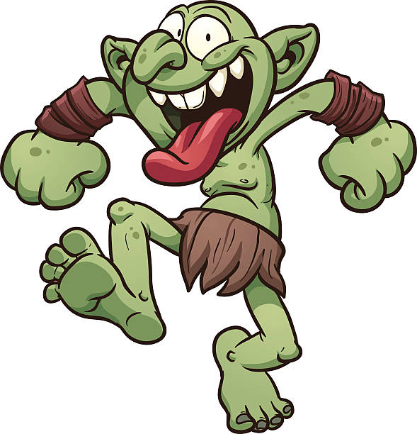 Crazy cartoon troll. Vector clip art illustration with simple gradients. All in a single layer.